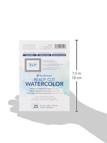Strathmore 500 Series Ready Cut Watercolor Sheets, 140 lb. Cold Press, 5 X 7 inches, White, 25 Sheets (140-205) - Image 2