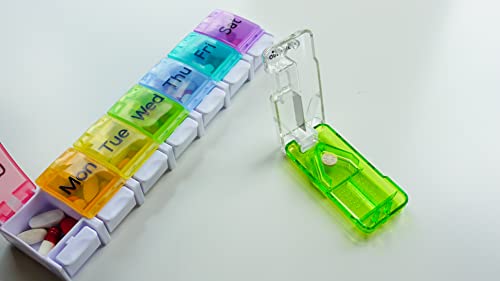 Ezy Dose Pill Cutter and Splitter with Dispenser, Cuts Pills, Vitamins, Tablets, Stainless Steel Blade, Travel Sized, Colors May Vary - Image 4