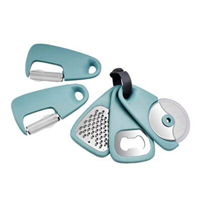Domonic Home Vegetable Peeler, Potato Peelers for Kitchen, Camping Kitchen Gadgets Veggie Peeler with Cover Guard, Save Space, Dishwasher Safe, Aqua Sky
