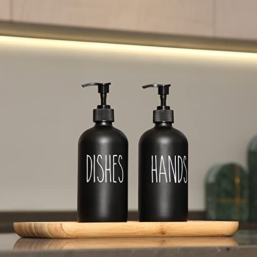 MOMEEMO Soap Dispenser Set 2 Pack, Contains Dish Soap Dispenser and Hand Soap Dispenser. 16 Oz Black Soap Dispenser with Black Plastic Pumps, Perfect for Black Kitchen Decor. (Black) - Image 5