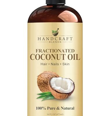 Handcraft Blends Fractionated Coconut Oil - 16 Fl Oz - 100% Pure and Natural - Premium Grade Oil for Skin and Hair - Carrier Oil - Hair and Body Oil - Massage Oil - Hair Tonic