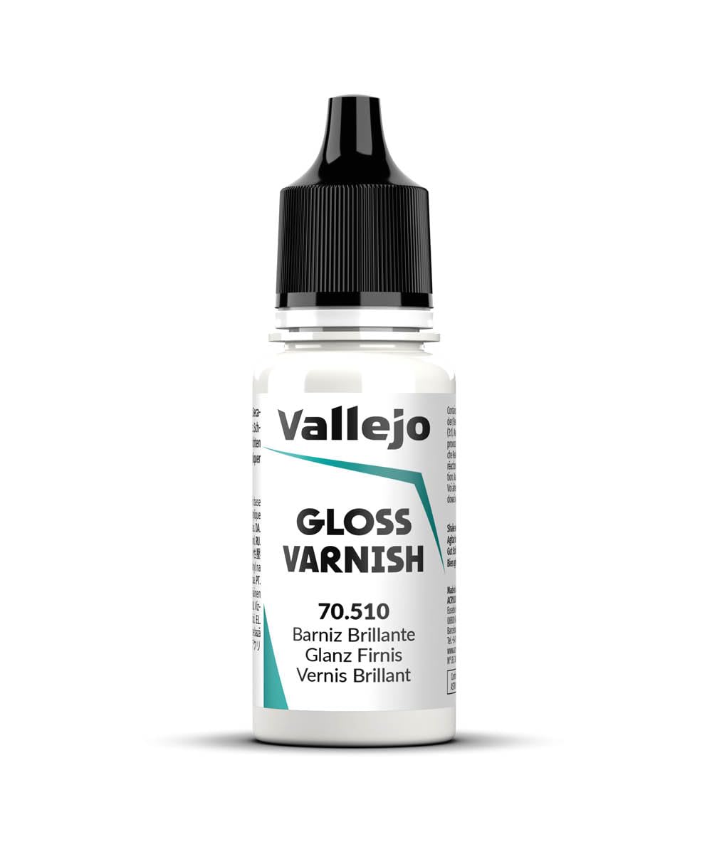 Vallejo - Permanent Acrylic Varnish | Glossy Finish 18 ml. (0.6 fl.oz.) | Extraordinary Hardness & Permanence | Scratch Resistant & Non-Yellowing | Outdoor and Indoor Surfaces