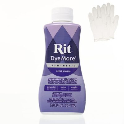 Rit DyeMore 7 Oz. Synthetic Liquid Fiber Dye Single Pack with Plastic Gloves for Clothing, Décor, and Crafts – Royal Purple