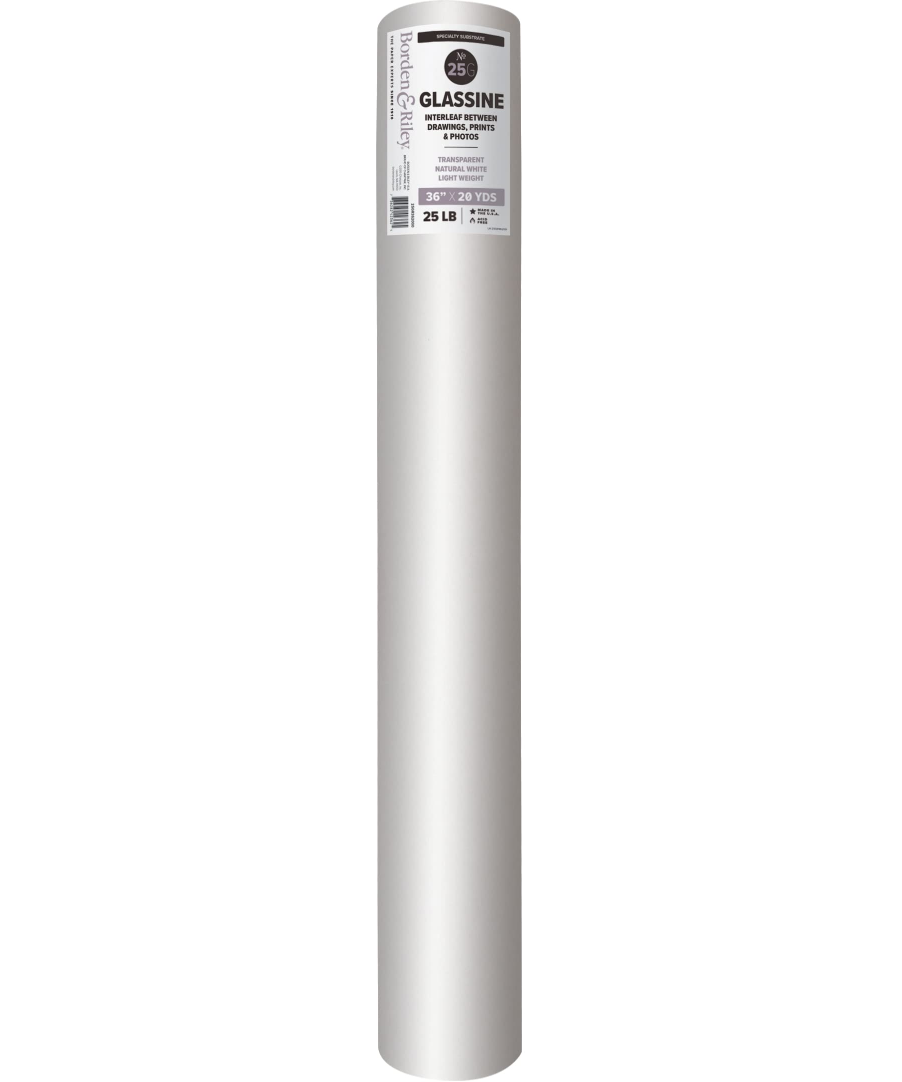 Borden & Riley #25G Glassine Paper Roll, 25 lb., 36" x 20 Yards Per Roll, 1 Roll Each