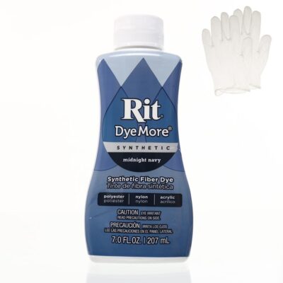 Rit DyeMore 7 Oz. Synthetic Liquid Fiber Dye Single Pack with Plastic Gloves for Clothing, Décor, and Crafts – Midnight Navy