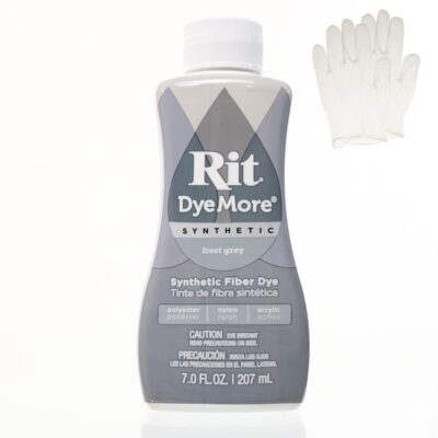 Rit DyeMore 7 Oz. Synthetic Liquid Fiber Dye Single Pack with Plastic Gloves for Clothing, Décor, and Crafts – Frost Gray
