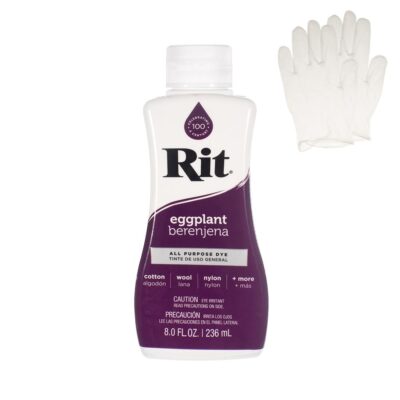 Rit Dye – Liquid Fabric Dye for Crafting, Clothing, and Décor – 8 oz. Bottle – Eggplant (Gloves Included)