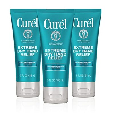 Curl Extreme Dry Hand Cream, Travel Size Lotion for Dryness Relief, Easily Absorbed Hand Cream for Long-Lasting Relief after Washing Hands, with Eucalyptus Extract, 3 Fl Oz (Pack of 3)