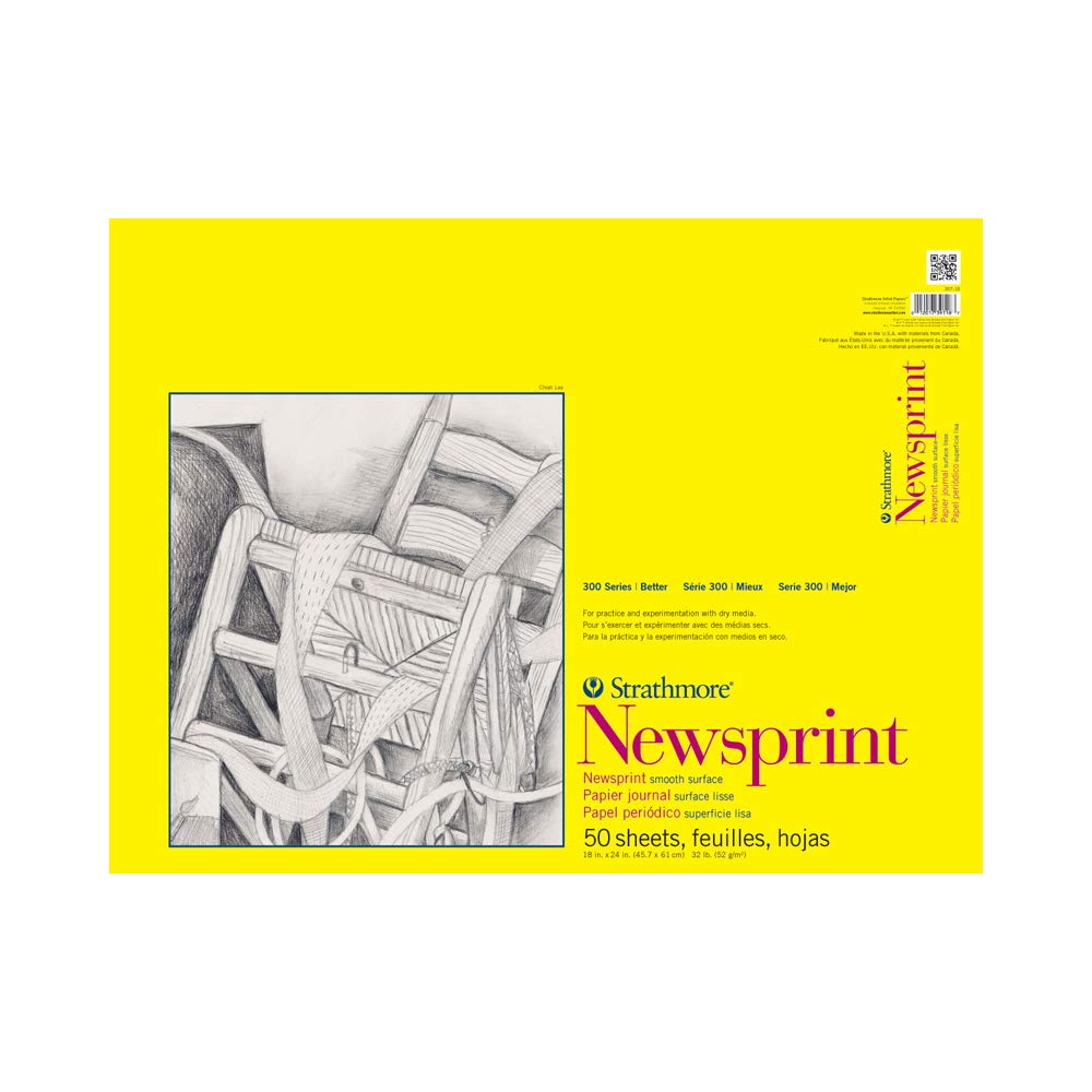 Strathmore 300 Series Tape Bound Newsprint Pad, 32 lb. Smooth Paper, 18 X 24 inches, 50 Sheets (307-18)