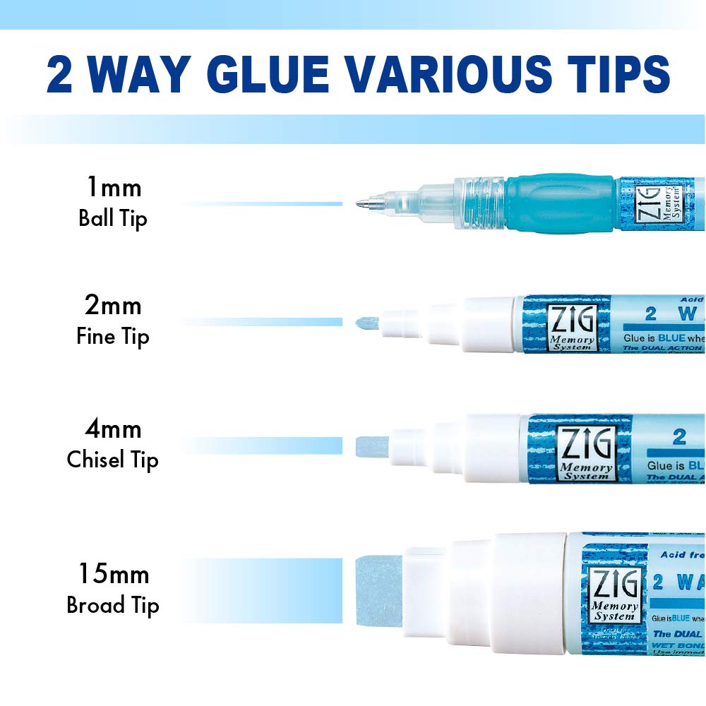 Kuretake Zig Memory System 2 Way Glue 4mm Chisel Tip 3 pcs Set, Japan - Image 5