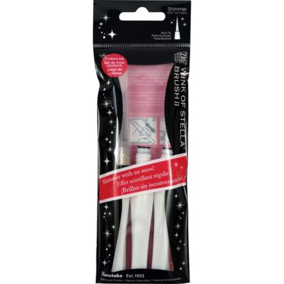 Kuretake ZIG Wink of Stella Brush II, Glitter Clear & 2 Refills, Shimmer and Sparkle pens, for Card Making, Craft, Made in Japan