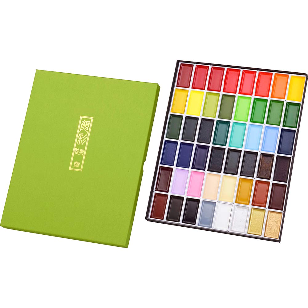 Kuretake Gansai Tambi Watercolor Paint Set, 48 Colors, Made in Japan