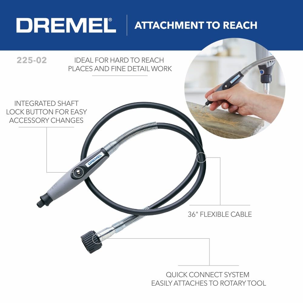 Dremel Flex Shaft Rotary Tool Attachment, Comfort Grip, 36” Cable, 225-02 - Image 4