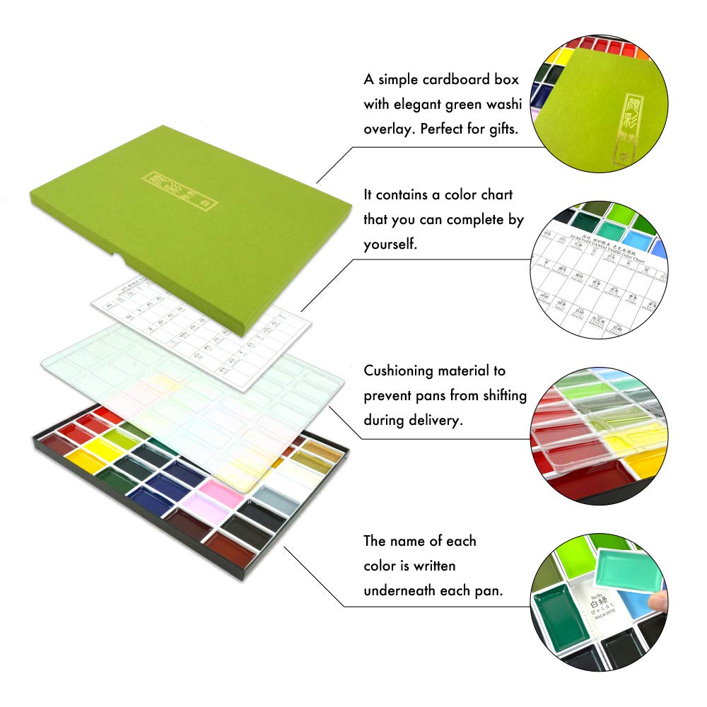 Kuretake Gansai Tambi Watercolor Paint Set, 48 Colors, Made in Japan - Image 3