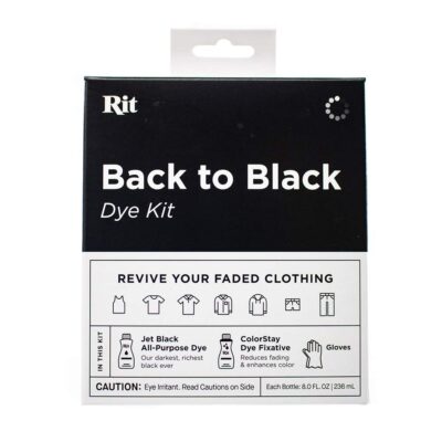 Rit Dye Back to Black Kit – Includes Jet Black All Purpose Dye, ColorStay Dye Fixative, & Gloves – Restore Faded Fabrics
