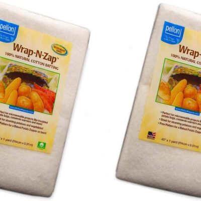 Pellon, Natural Wrap-N-Zap Cotton Quilt Batting, 45 by 36-Inch, 2 Pack