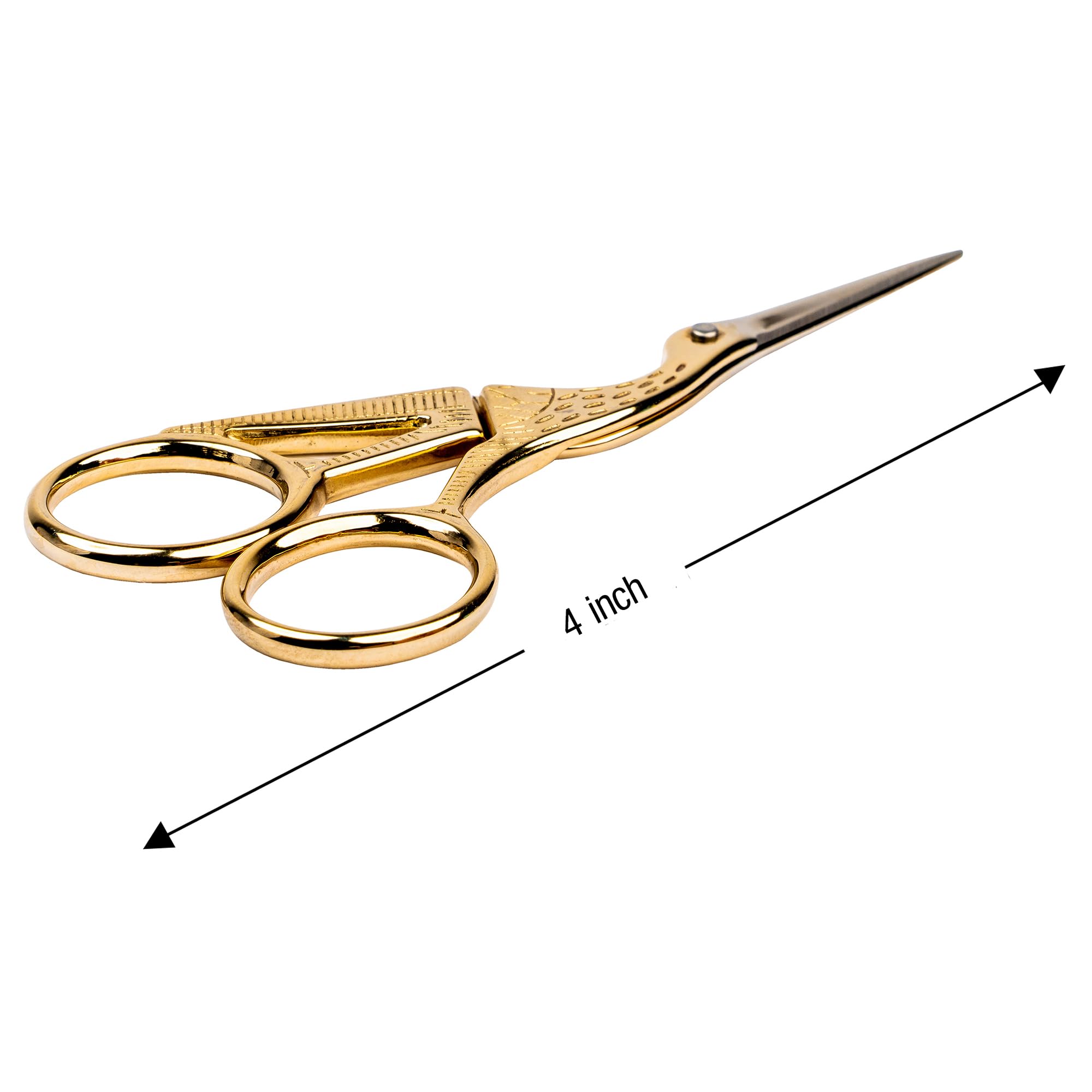 SINGER 4 Inch Forged Embroidery Scissors with Curved Tip for Sewing, Cross-Stiching, Crafts, & More (Gold Stork Design, 1-Pack) - Image 5