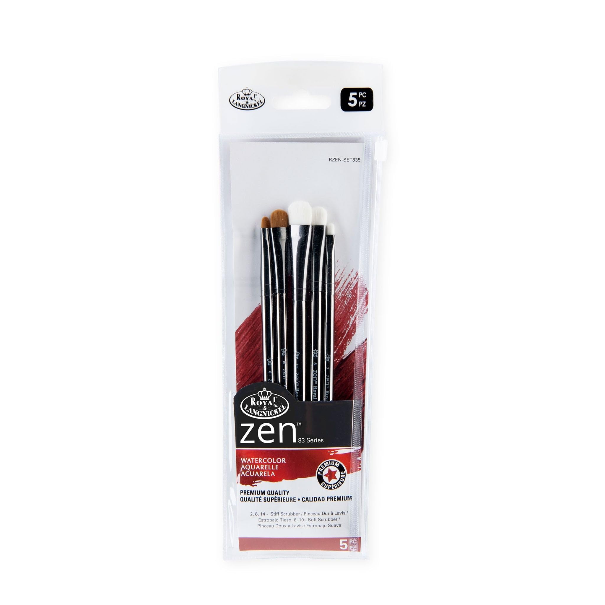Royal & Langnickel Zen 5 Piece Watercolour Scrubber Paint Brush Set - Image 2