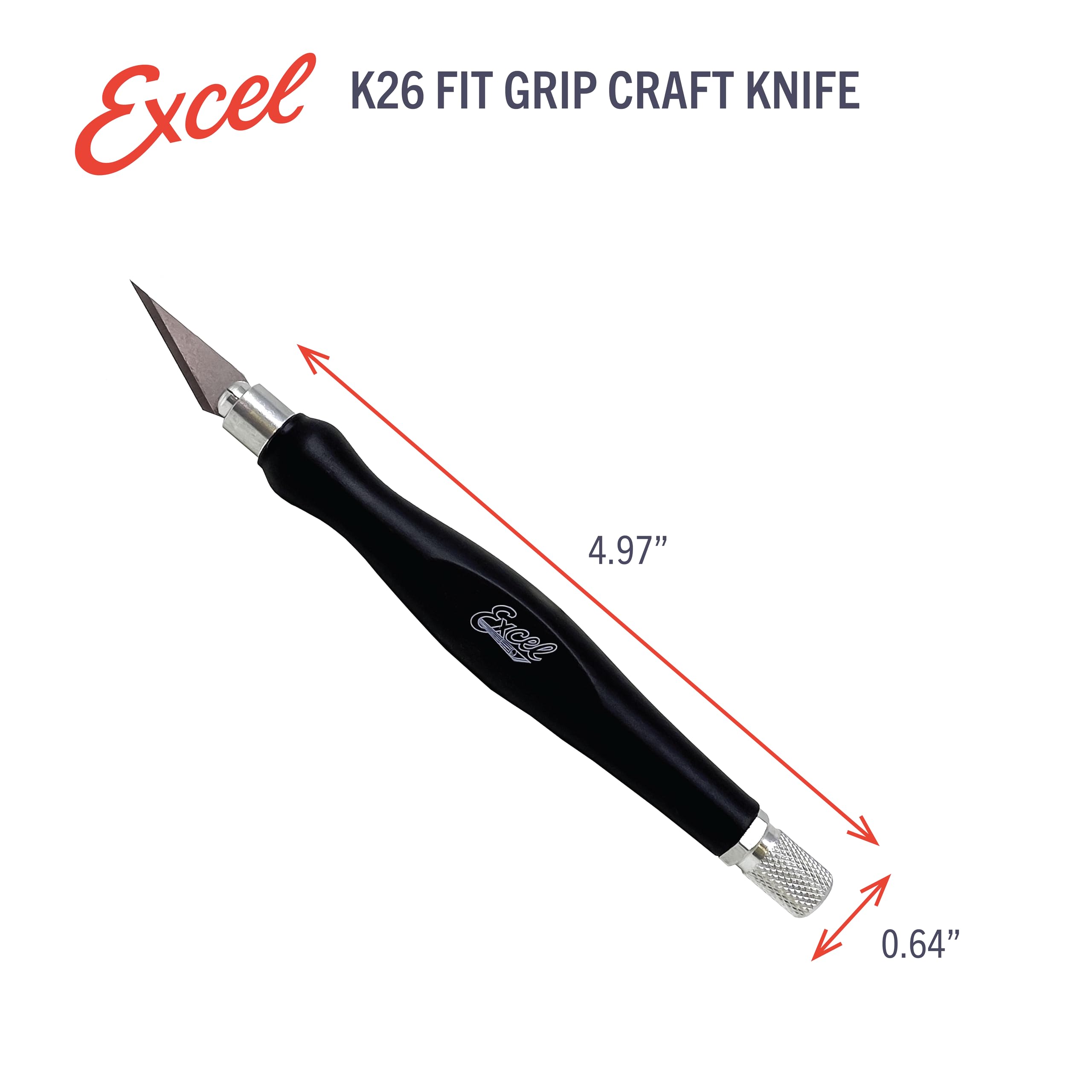Excel Blades #11 Blade Fit Grip Craft Knife, Rubber Grip, Black - Image 2