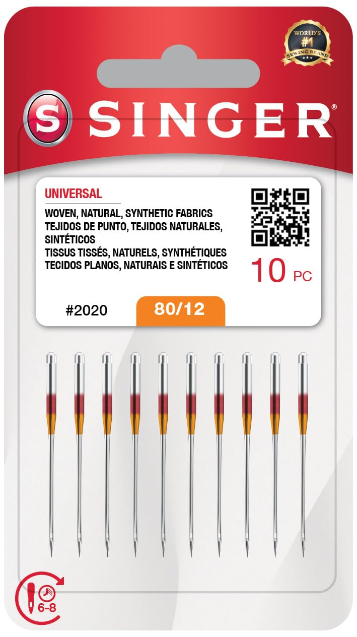 SINGER 10-Pack Universal 2020 Sewing Machine Needles, Size 80/12
