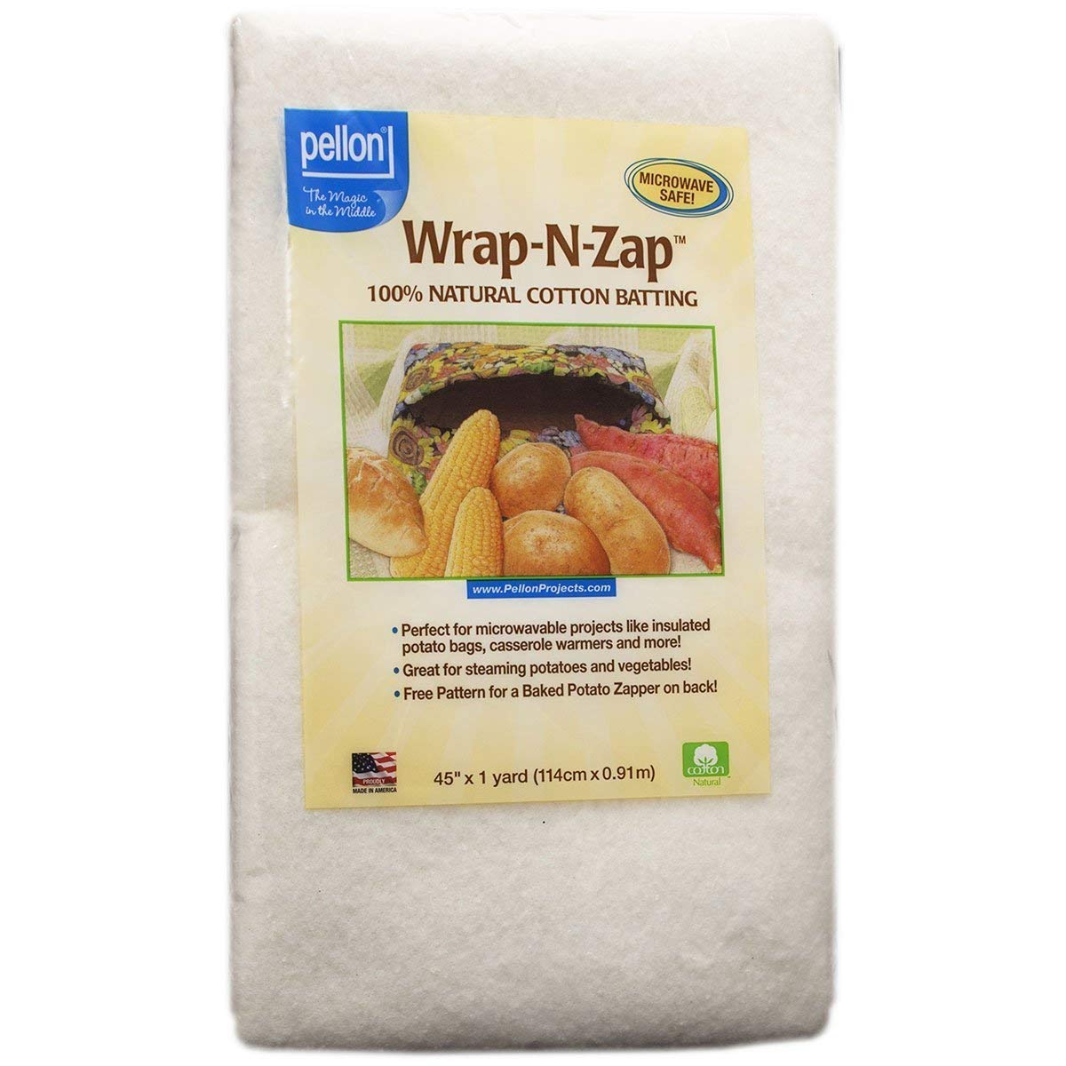 Pellon Wrap-N-Zap Cotton Quilt Batting, 45 by 36-Inch, Natural, 4 Pack - Image 2