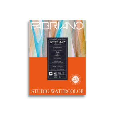 Fabriano Studio Watercolor Pad, Hot-Press, 9" x 12", 140 lb., 50 Sheets, White