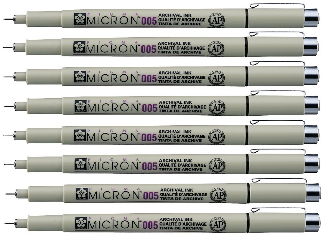 Sakura Pigma Micron pen 005 Black ink marker felt tip pen, Archival pigment ink, fine point for artist drawing pens - 8 pen set - Image 6