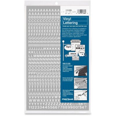 Chartpak Self-Adhesive Vinyl Capital Letters and Numbers, 1/4 Inches High, White, 610 per Pack (01006)