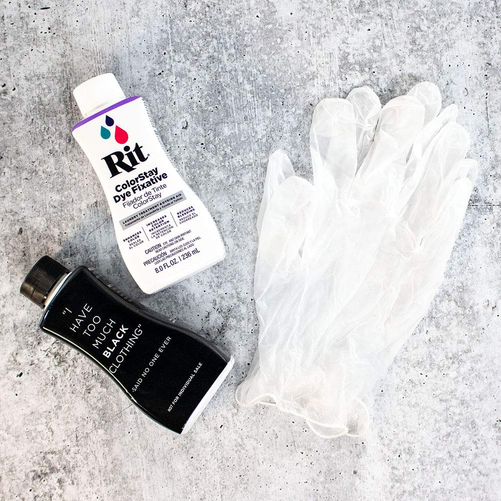 Rit Dye Back to Black Kit – Includes Jet Black All Purpose Dye, ColorStay Dye Fixative, & Gloves – Restore Faded Fabrics - Image 3
