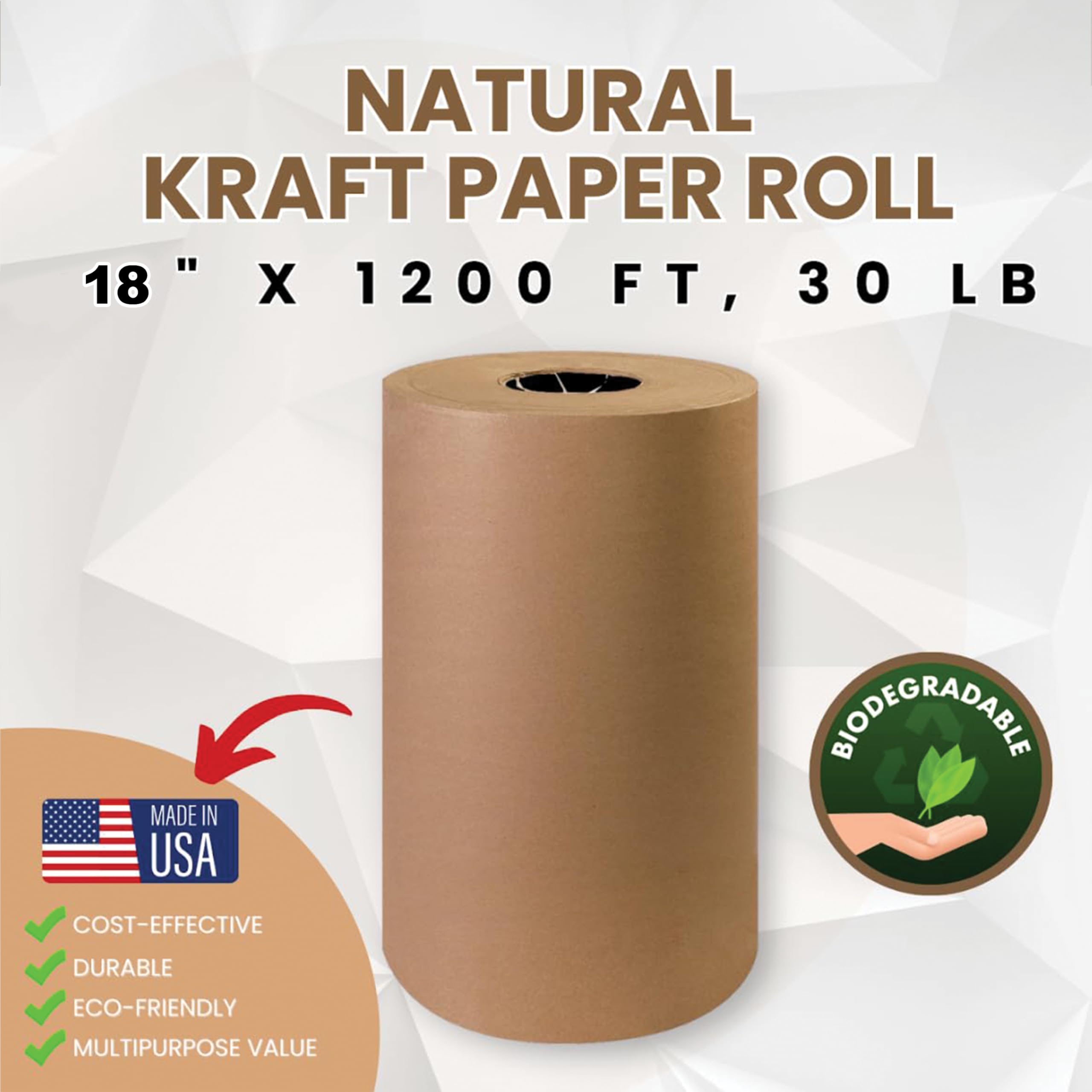 ANF Brands (18" x 1200 feet) - Natural Kraft Paper for Packing, Shipping, Void Filling, and Kids' Art Projects, 30 Lb. Basis Weight - Image 3
