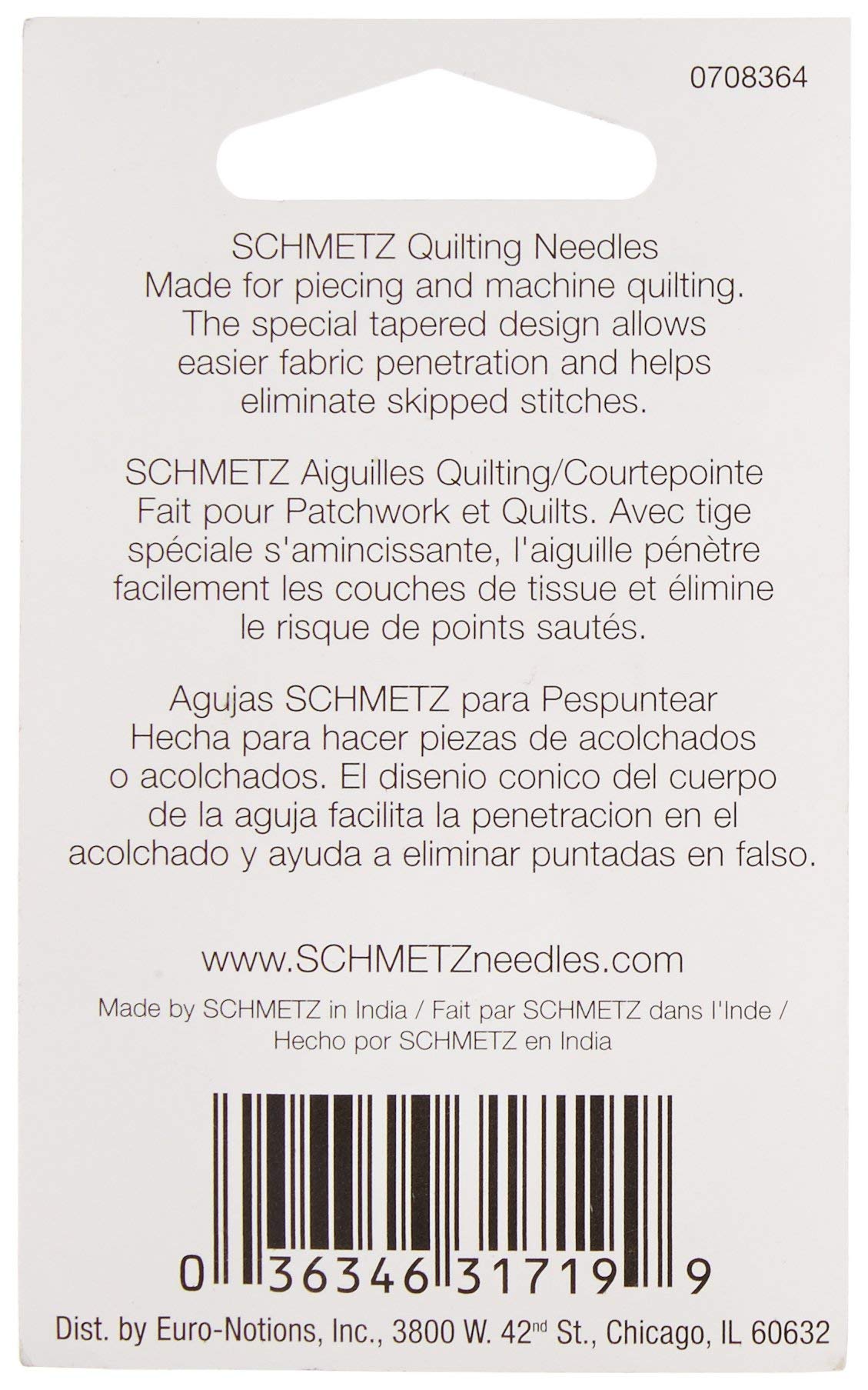 Euro-Notions 71834 Quilt Machine Needles-Size 14/90 5/Pkg - Image 2