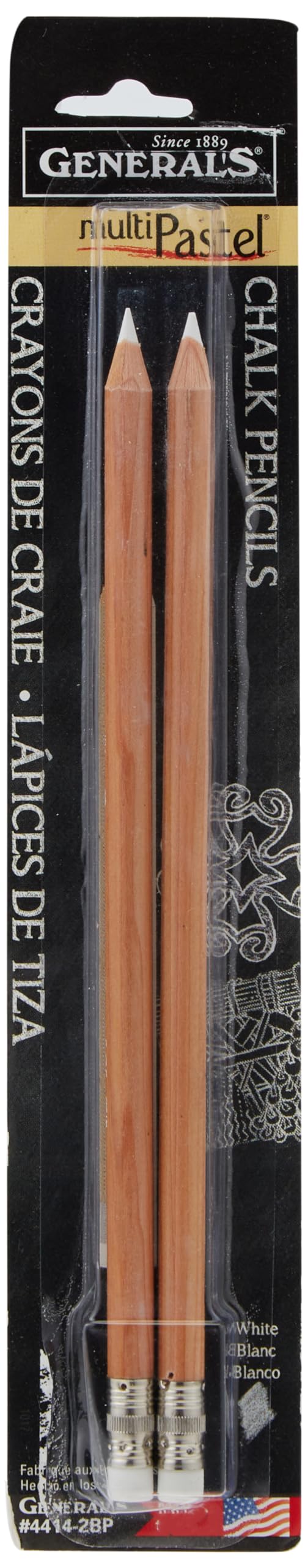 General Pencil 2 Piece Multi-Pastel Chalk Pencils, White - Image 2