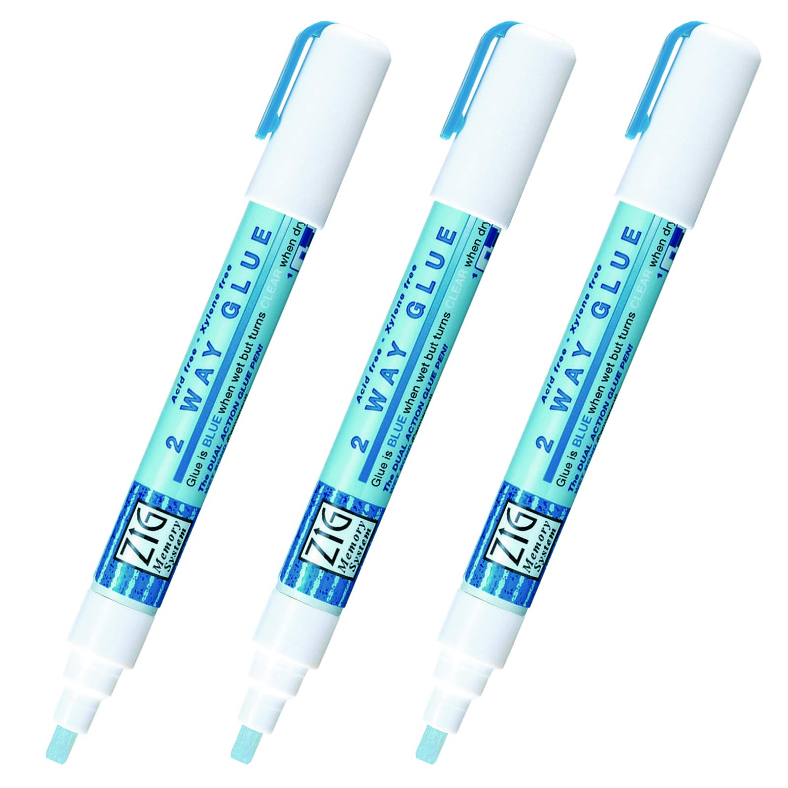 Kuretake Zig Memory System 2 Way Glue 4mm Chisel Tip 3 pcs Set, Japan