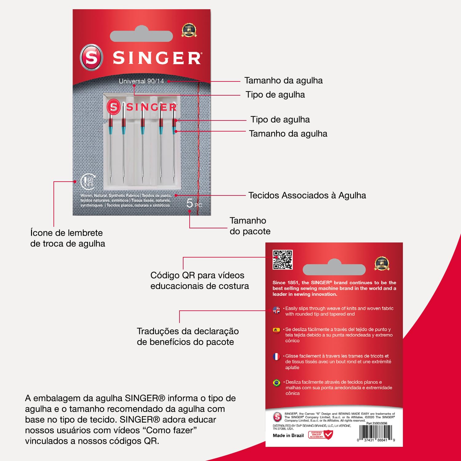 Singer 10-Pack Universal 2020 Sewing Machine Needles, Size 90/14 - Image 6