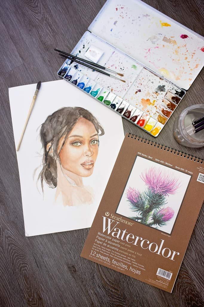 Strathmore 400 Series Wire Bound Watercolor Pad, 140 lb. Cold Press, 9 X 12 inches, White, 12 Sheets (440-1) - Image 2