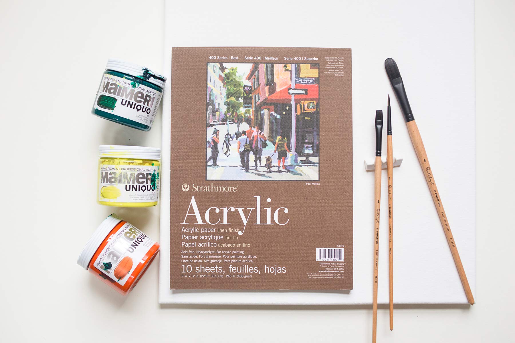 Strathmore 400 Series Glue Bound Acrylic Paper Pad, 246 lb. Linen, 9 X 12 inches, White, 10 Sheets (430-9) - Image 5