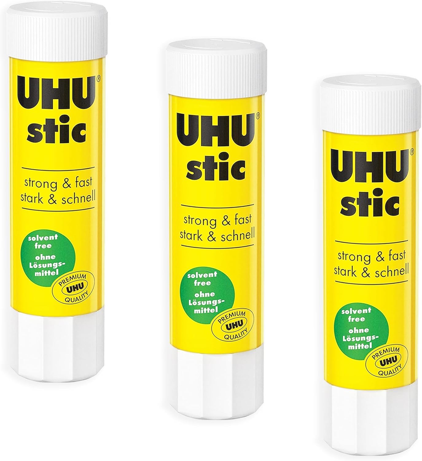 UHU Stic Glue Stick - Solvent Free - Transparent Application - 8g - Pack of 3