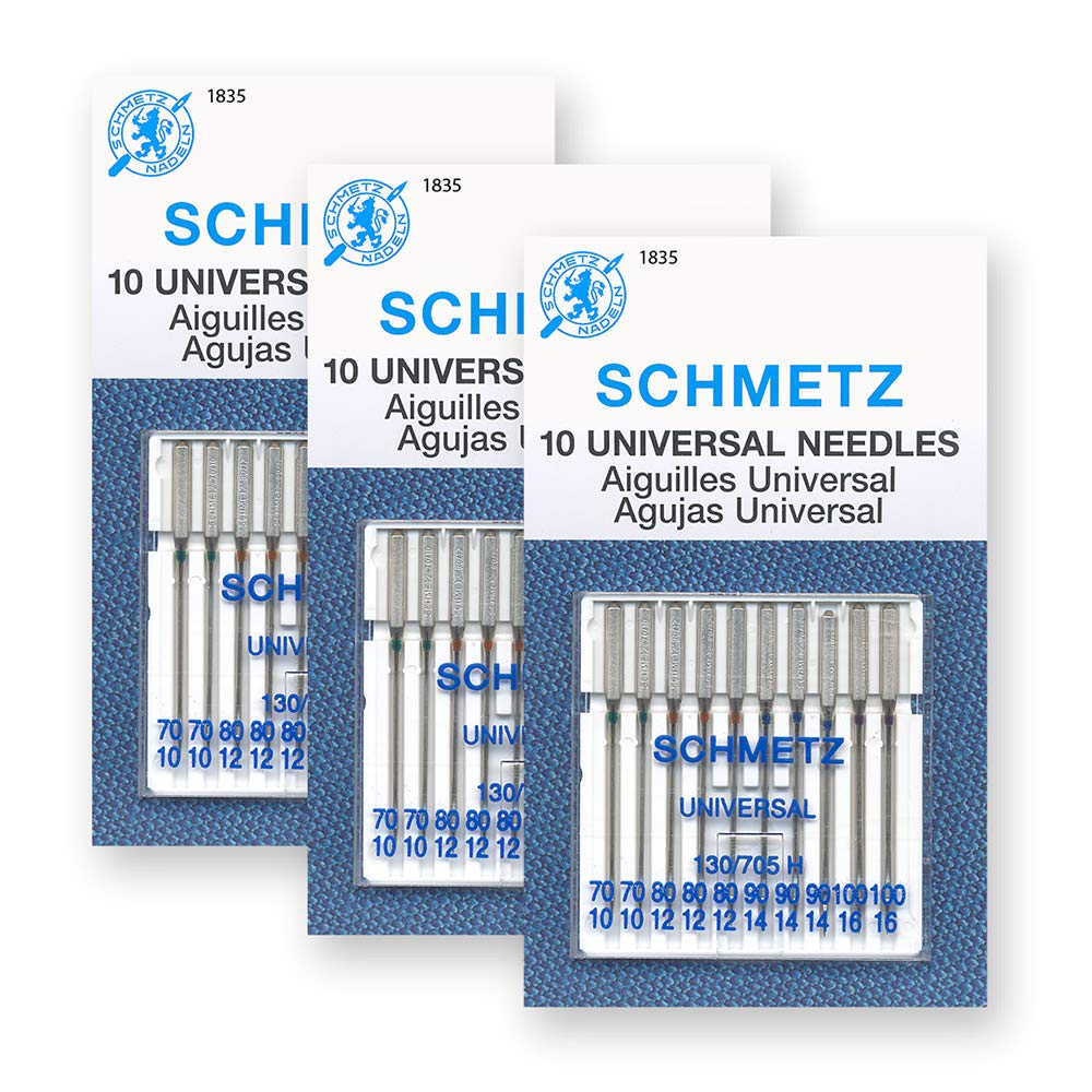 SCHMETZ Universal Sewing Machine Needles - Assorted Sizes, 10 Needle Card, Pack of 3 - Image 2