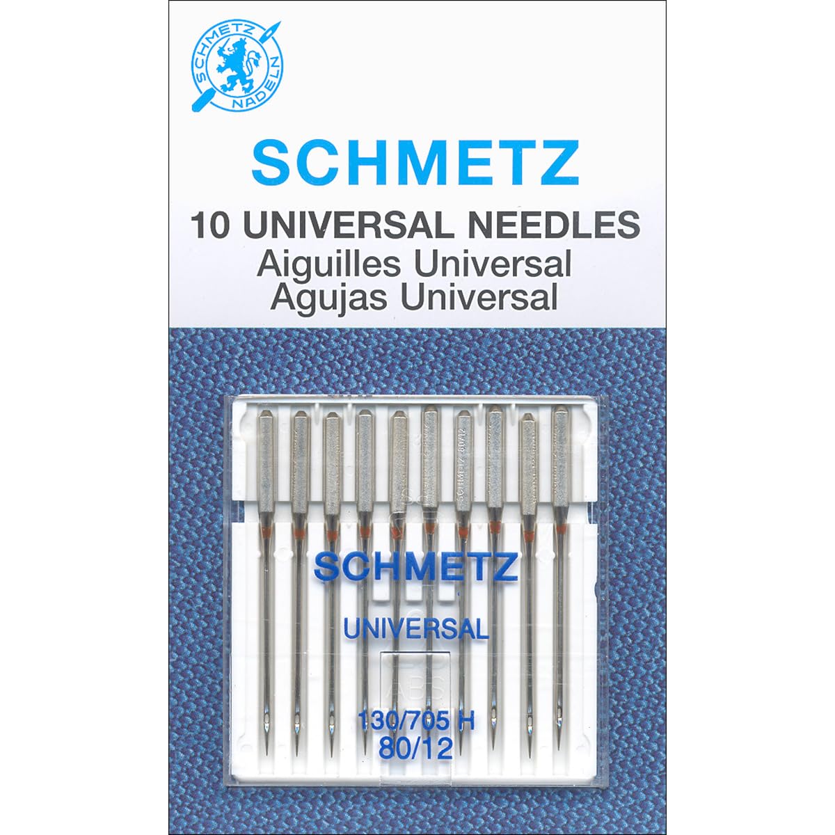 SCHMETZ Universal (130/705 H) Household Sewing Machine Needles - Carded - Size 80/12 - 10 Pack
