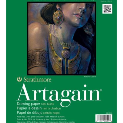 Strathmore 400 Series Artagain Pad, Coal Black Paper, Glue Bound, 9x12 inches, 24 Sheets - Artist Paper for for Adults and Students, Pastel & Charcoal
