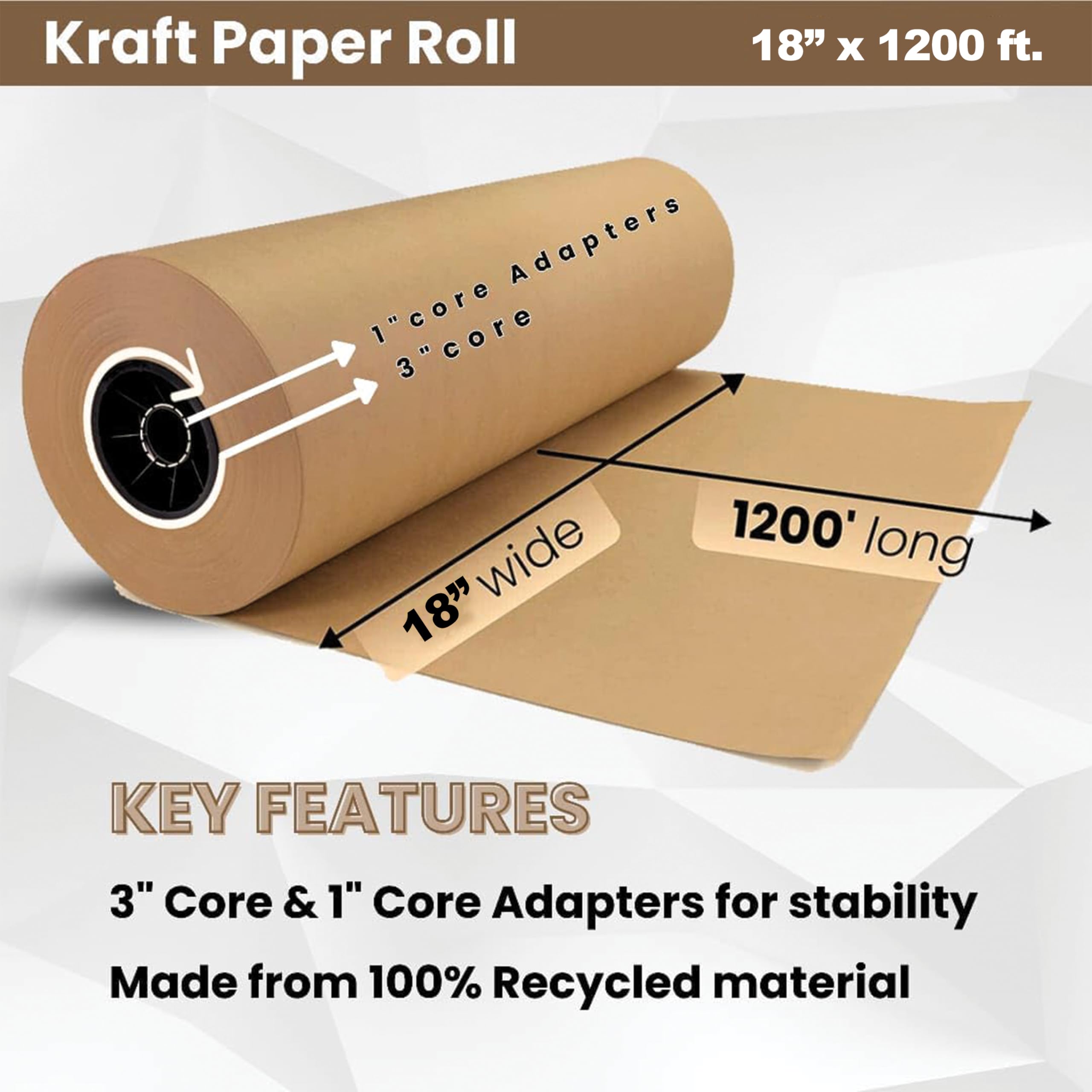 ANF Brands (18" x 1200 feet) - Natural Kraft Paper for Packing, Shipping, Void Filling, and Kids' Art Projects, 30 Lb. Basis Weight - Image 2