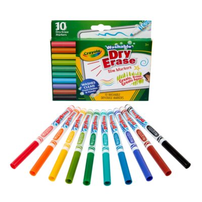 Crayola Washable Slim Dry Erase Markers, 10 Count