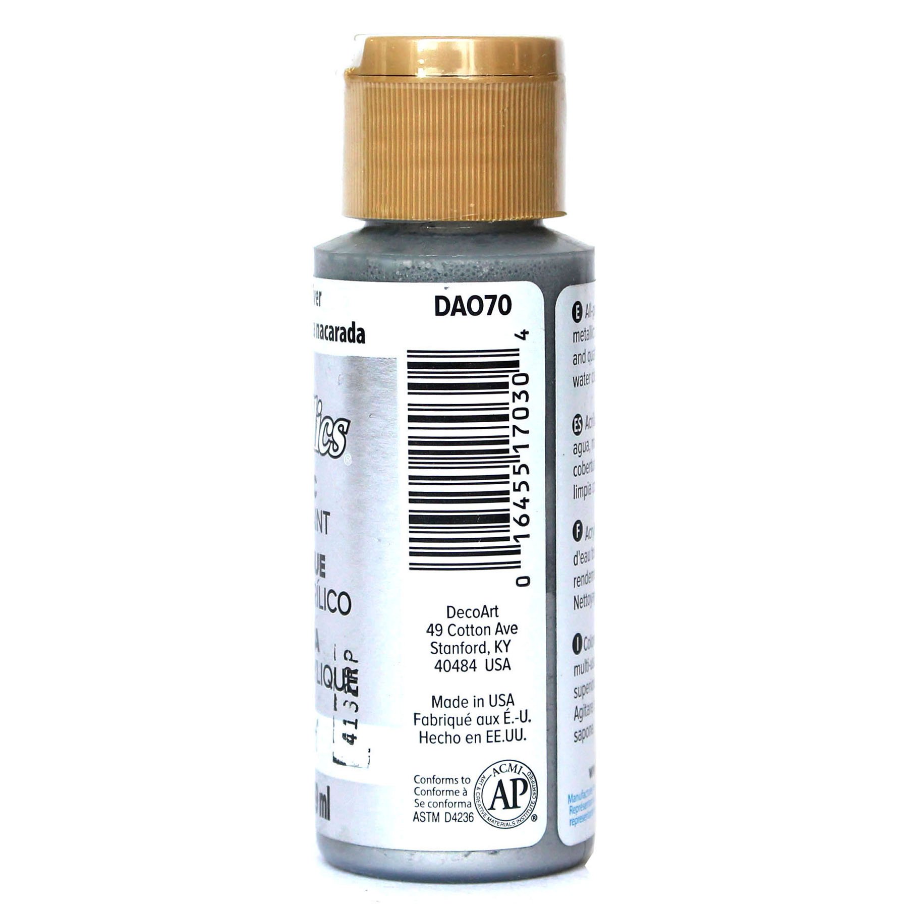DecoArt Dazzling Metallics 2-Ounce Shimmering Silver Acrylic Paint - Image 2