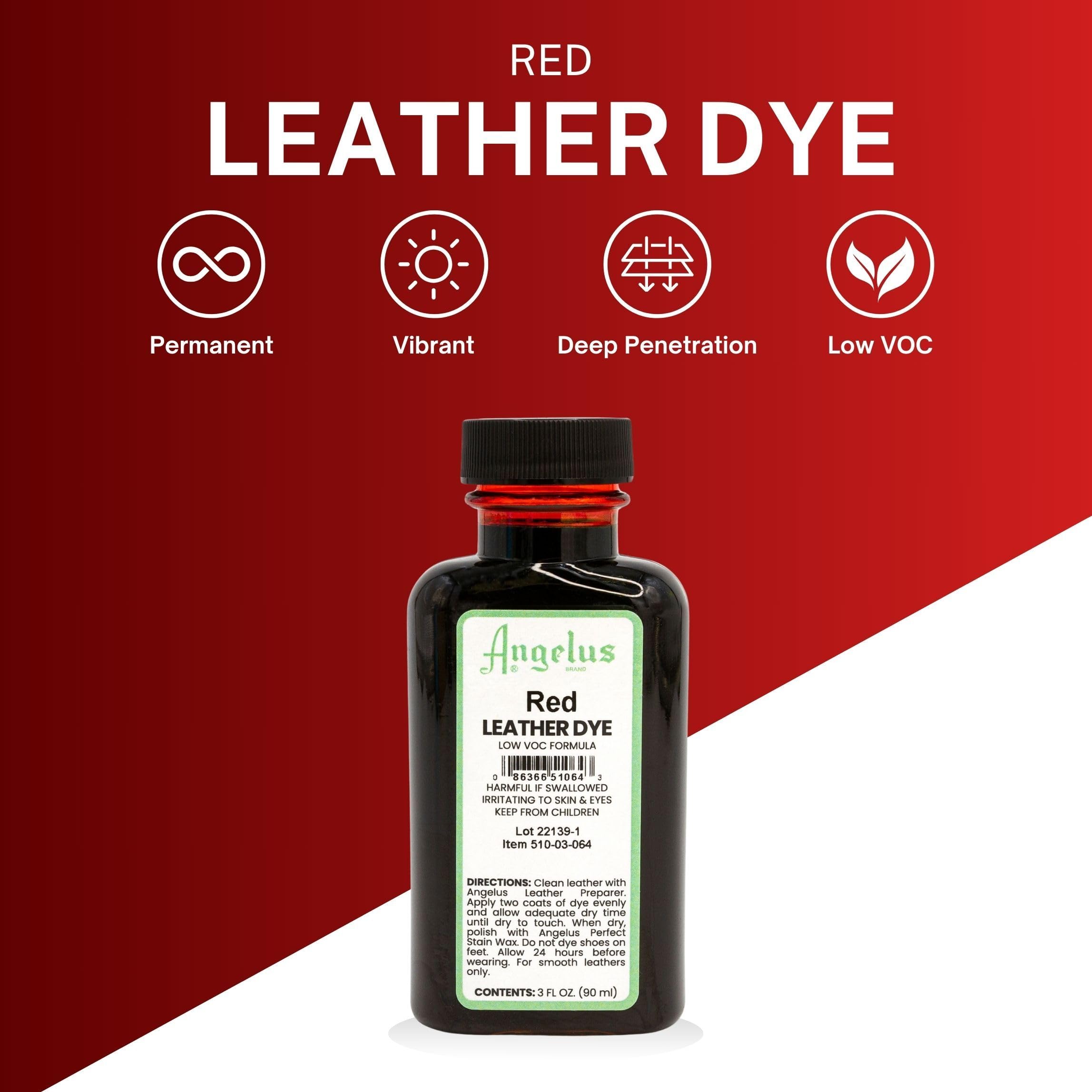 Angelus Leather Dye - Flexible Leather Dye for Shoes, Boots, Bags, Crafts, Furniture, & More 3oz, Dauber Included (Red) - Image 3