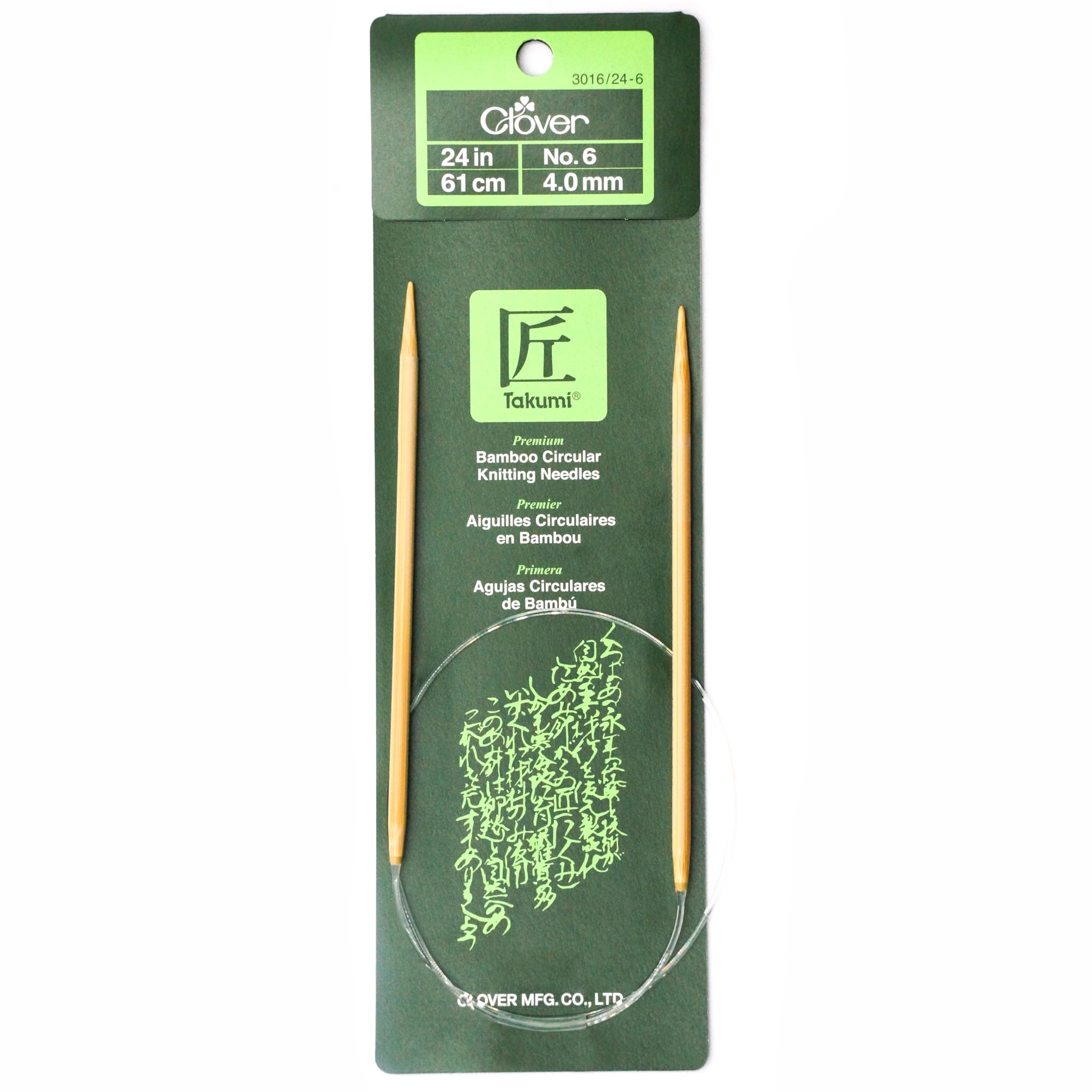 Clover 3016/24-06 Takumi Bamboo Circular 24-Inch Knitting Needles, Size 6
