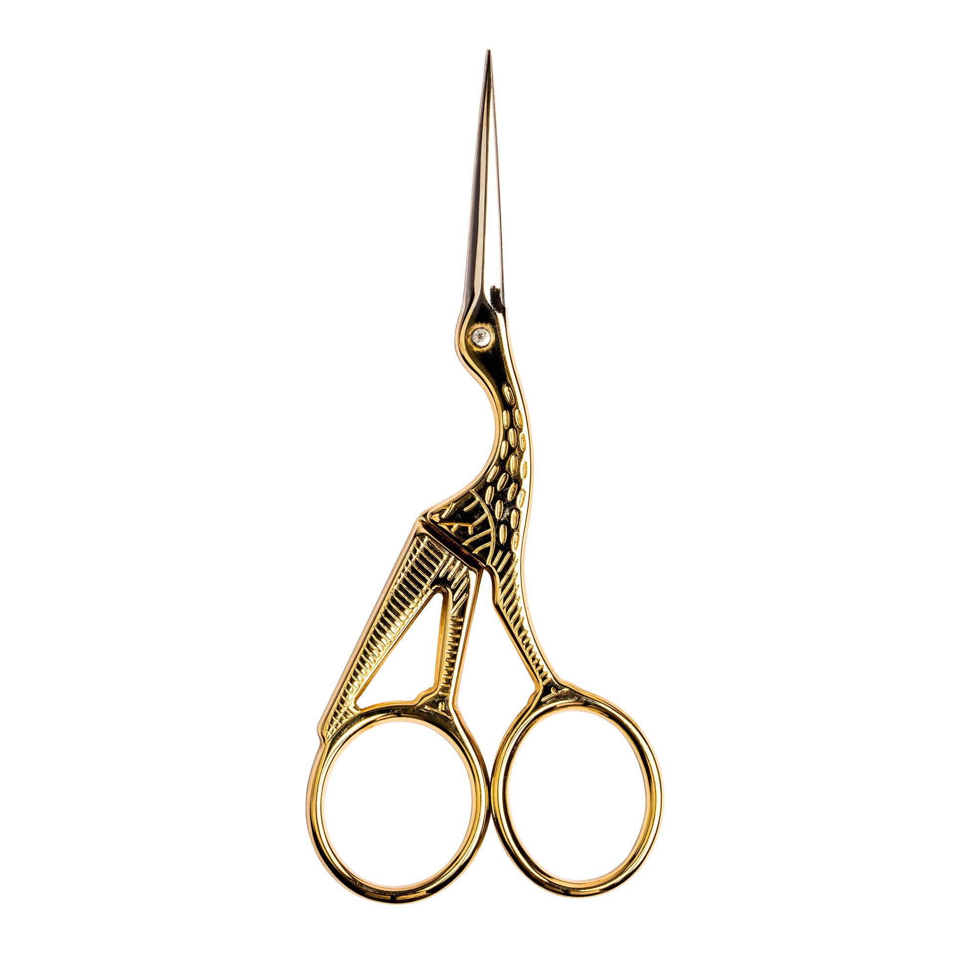 SINGER 4 Inch Forged Embroidery Scissors with Curved Tip for Sewing, Cross-Stiching, Crafts, & More (Gold Stork Design, 1-Pack) - Image 2