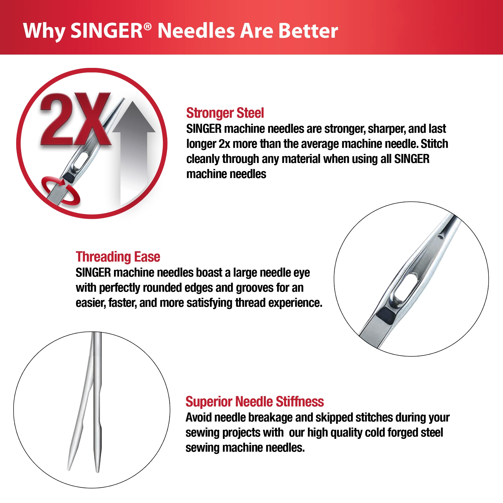 SINGER Universal Regular Point Machine Needles, Assorted Sizes, 20 Count - Image 6