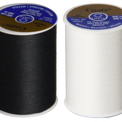2-Pack Polyester Coats & Clark Dual Duty All-Purpose Thread - One 400 Yard Spool Each of Black & White