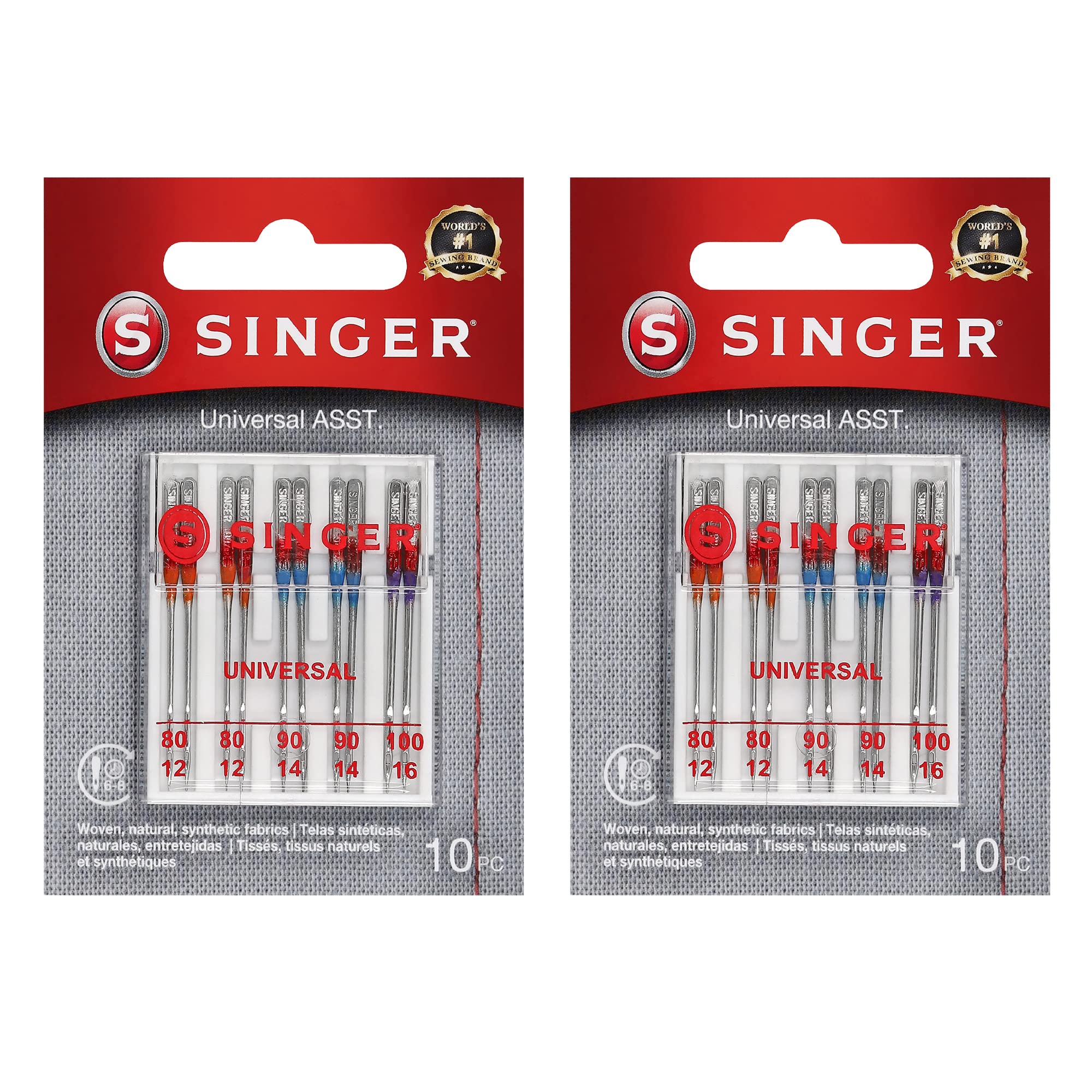 SINGER Universal Regular Point Machine Needles, Assorted Sizes, 20 Count