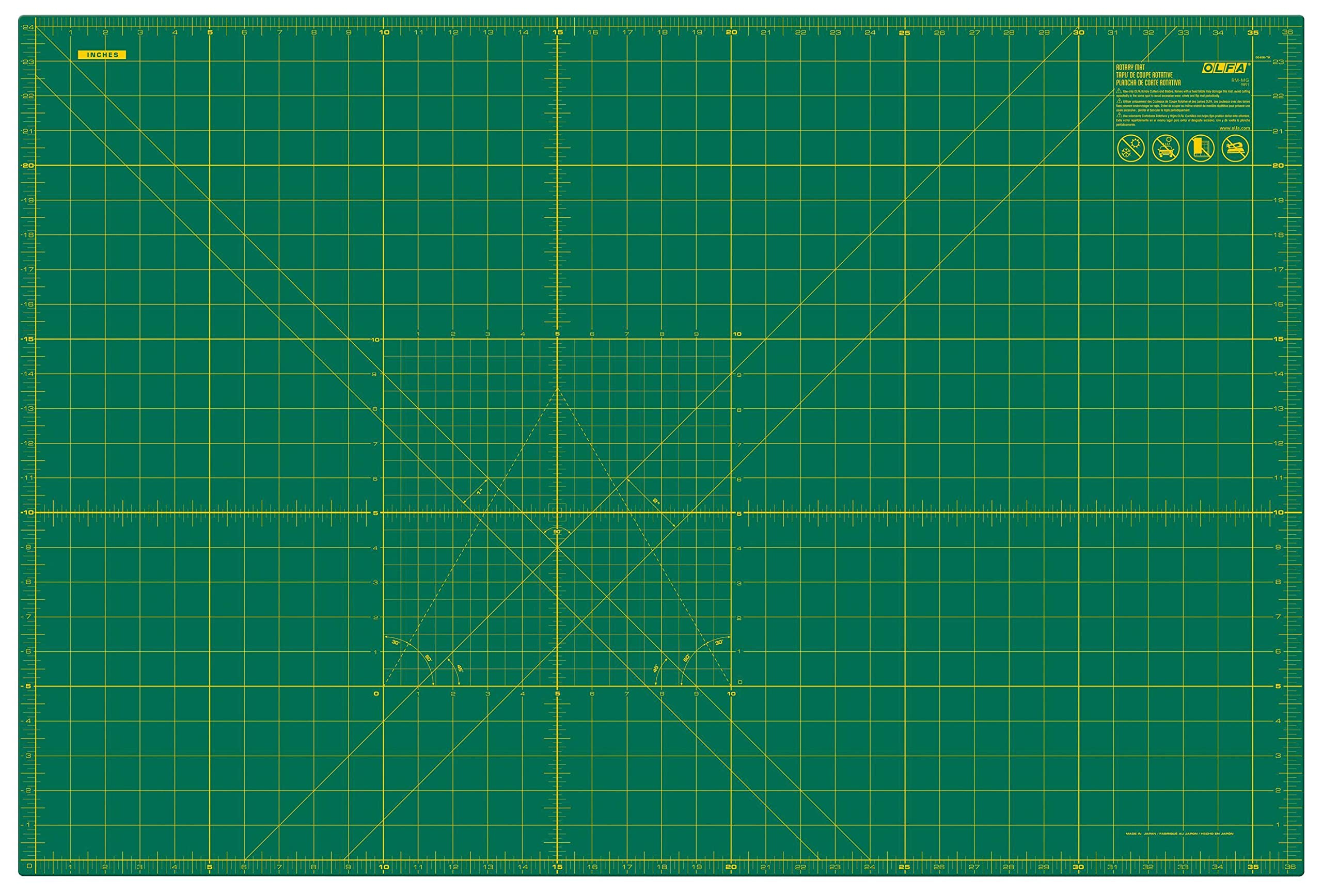 OLFA 24x36" Self-Healing Rotary Cutting Mat (RM-MG) - Double-Sided, Green - Image 2